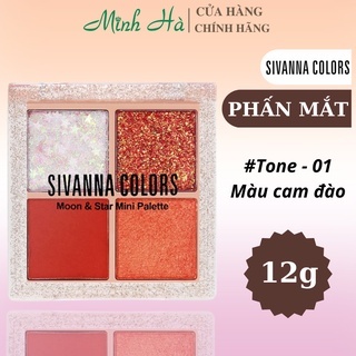 Phấn mắt Sivanna Colors In The Peach Moon & Star Mini Palette HF6040 12g tạo điểm nhấn cho đôi mắt lấp lánh ánh nhìn