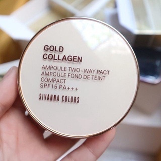 Phấn phủ Sivanna Colors Gold Collagen Ampoule Two Way Pact HF675 SPF15 PA++ 10g tone 21 giúp da bạn săn chắc, mịn màng