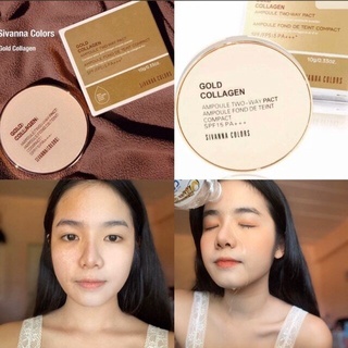 Phấn phủ Sivanna Colors Gold Collagen Ampoule Two Way Pact HF675 SPF15 PA++ 10g tone 21 giúp da bạn săn chắc, mịn màng