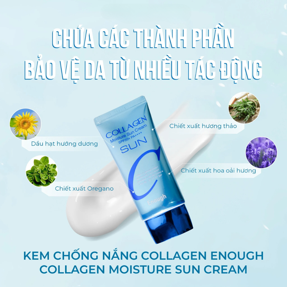 Kem chống nắng Enough Collagen Moisture Sun Cream SPF50+ PA++++ 50g nâng tone nhẹ nhàng bảo vệ da