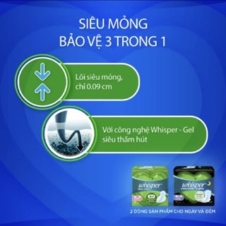 Băng vệ sinh Whisper ban ngày có cánh các loại nhỏ gọn siêu thấm hút
