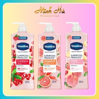 Sữa dưỡng thể trắng da Vaseline Healthy Bright Super Food Fresh Lock 320ml nuôi dưỡng làn da khỏe mạnh và trẻ trung