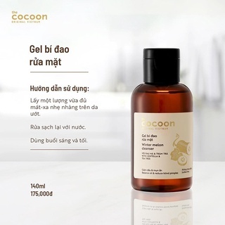 Gel bí đao rửa mặt Cocoon Winter Melon Cleanser 140ml giảm dầu và mụn ẩn, không chứa sulfate