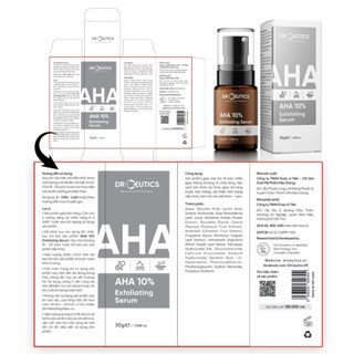 Serum Drceutics AHA 10% Exfoliating 100ml giúp loại bỏ tế bào chết cho da mặt mịn màng
