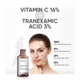 Serum Drceutics Vitamin C 16% + Tranexamic Acid 3% 30ml giúp da trắng sáng đều màu, giảm thâm nám