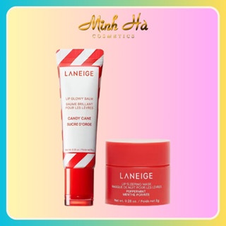 (Tách set) Son dưỡng môi Laneige Lip Glow Balm Candy Cane + Mặt nạ ngủ môi Laneige Peppermint dưỡng môi căng mọng