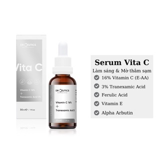 Serum Drceutics Vitamin C 16% + Tranexamic Acid 3% 30ml giúp da trắng sáng đều màu, giảm thâm nám
