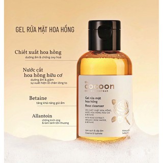 Gel rửa mặt hoa hồng Cocoon Rose Cleanser 140ml phù hợp da khô, thiếu ẩm