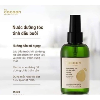 Nước dưỡng tóc tinh dầu bưởi Cocoon Pomelo hair tonic 140ml giúp giảm gãy rụng tóc