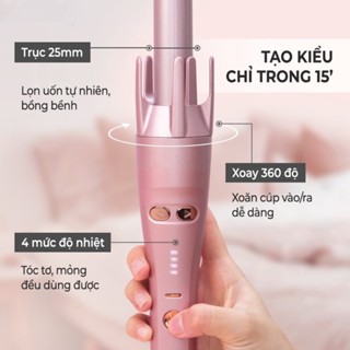Máy uốn tóc làm xoăn tự động Halio InstaCurl Premium Automatic & làm xoăn tự xoay Halio Auto Rotating Hair Curler