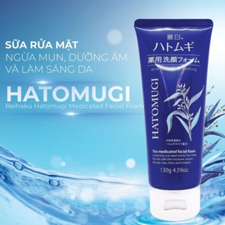Sữa rửa mặt Hatomugi The Medicated Facial Foam Nhật Bản - Màu Xanh 130g cấp ấm và dưỡng da