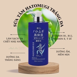 Sữa tắm Hatomugi chiết xuất hạt ý dĩ 600ml giúp dưỡng ẩm, trắng da