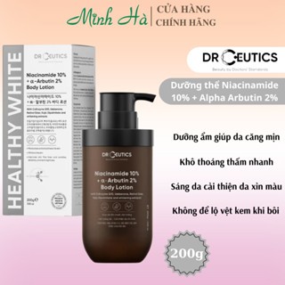 Sữa dưỡng thể trắng da Drceutics Niacinamide 10% + Alpha Arbutin 2% Body Lotion 200g sáng da, cải thiện da xỉn màu