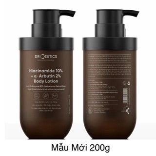 Sữa dưỡng thể trắng da Drceutics Niacinamide 10% + Alpha Arbutin 2% Body Lotion 200g sáng da, cải thiện da xỉn màu