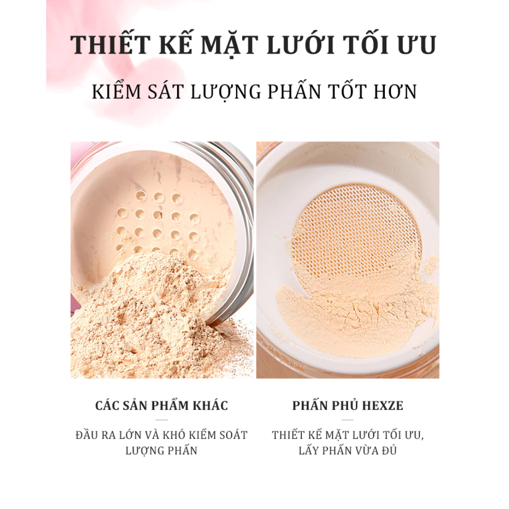Phấn phủ bột Hexze Light Mist Loose Powder 10g kiềm dầu mỏng nhẹ giữ lớp trang điểm lâu trôi