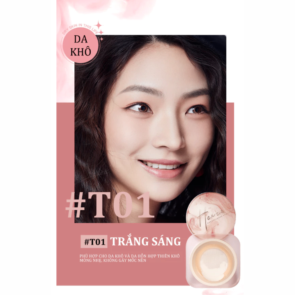Phấn phủ bột Hexze Light Mist Loose Powder 10g kiềm dầu mỏng nhẹ giữ lớp trang điểm lâu trôi
