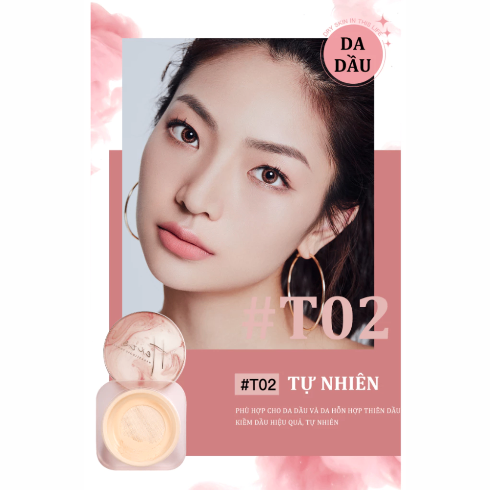 Phấn phủ bột Hexze Light Mist Loose Powder 10g kiềm dầu mỏng nhẹ giữ lớp trang điểm lâu trôi
