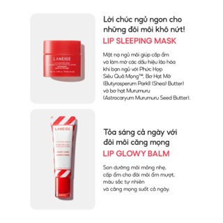 (Tách set) Son dưỡng môi Laneige Lip Glow Balm Candy Cane + Mặt nạ ngủ môi Laneige Peppermint dưỡng môi căng mọng
