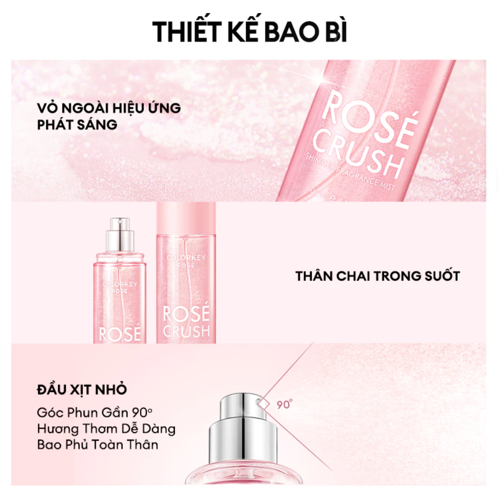Xịt thơm Colorkey Rose Crush Shimmer Fragrance Mist 100ml