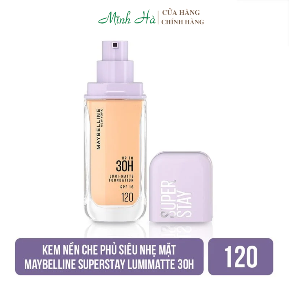 Kem nền bắt sáng Maybelline 30H Lumi-matte Foundation SPF16 35ml che phủ tốt và kiềm dầu