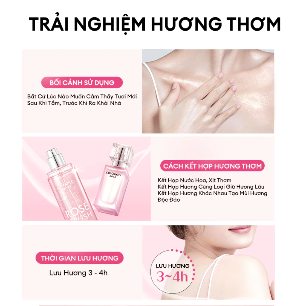 Xịt thơm Colorkey Rose Crush Shimmer Fragrance Mist 100ml
