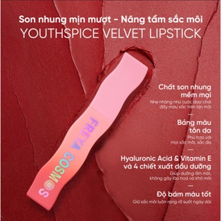 Son kem nhung Freya Cosmos YouthSpice Velvet Lipstick 1.5g chất son mịn mượt nhẹ môi lên màu chuẩn