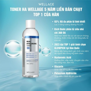Nước hoa hồng Wellage Real Hyaluronic 200ml cấp ẩm làm dịu da thấm nhanh