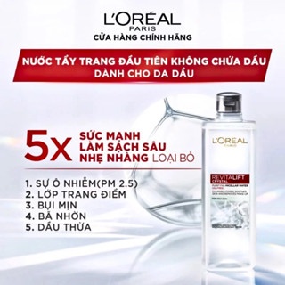 Nước tẩy trang Loreal Micellar Water Revitalift Hyaluronic Acid và Crystal For Oily Skin 400ml làm sạch sâu lỗ chân lông