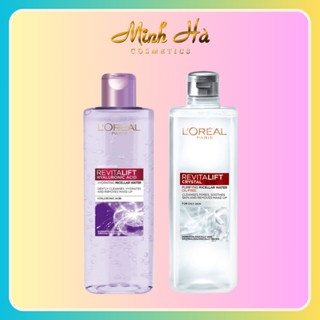 Nước tẩy trang Loreal Micellar Water Revitalift Hyaluronic Acid và Crystal For Oily Skin 400ml làm sạch sâu lỗ chân lông