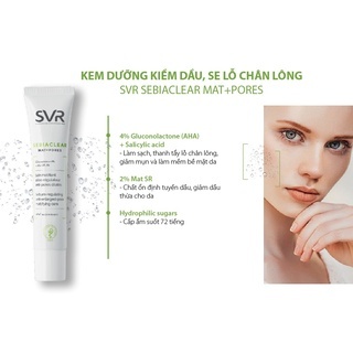 Kem dưỡng SVR Sebiaclear Mat + Pores 40ml giảm mụn, bóng nhờn & se lỗ chân lông