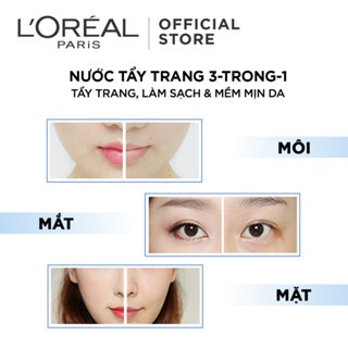 Nước tẩy trang Loreal Paris Micellar Water 3-in-1 400ml không chứa cồn làm sạch và mềm da