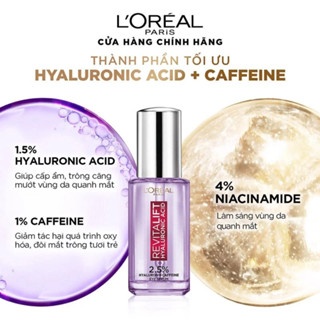 Serum dưỡng da vùng mắt Loreal Revitalift 2.5% Hyaluronic Acid + Caffeine Eye Serum 20ml giảm bọng mắt mờ quầng thâm