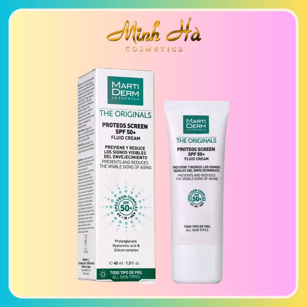 Kem chống nắng MartiDerm The Originals Proteos Screen SPF50+ Fluid Cream 40ml chống nắng phổ rộng bảo vệ da hiệu quả