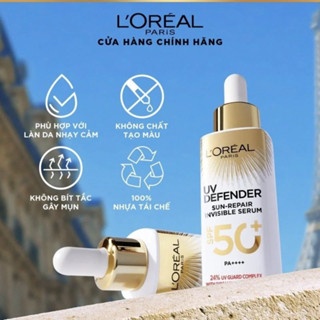 Serum chống nắng Loreal UV Defender Sun-Repair Invisible Serum SPF 50+ PA++++ 30ml mỏng nhẹ hỗ trợ cải thiện da