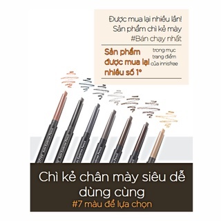 Chì kẻ mày 2 đầu Innisfree Auto Eyebrow Pencil 2g tạo chân mày tự nhiên sắc nét