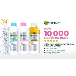Tẩy trang Garnier Cleansing Water 400ml đủ màu vàng, hồng, xanh lá, xanh dương, đỏ giúp làm sach da dịu nhẹ
