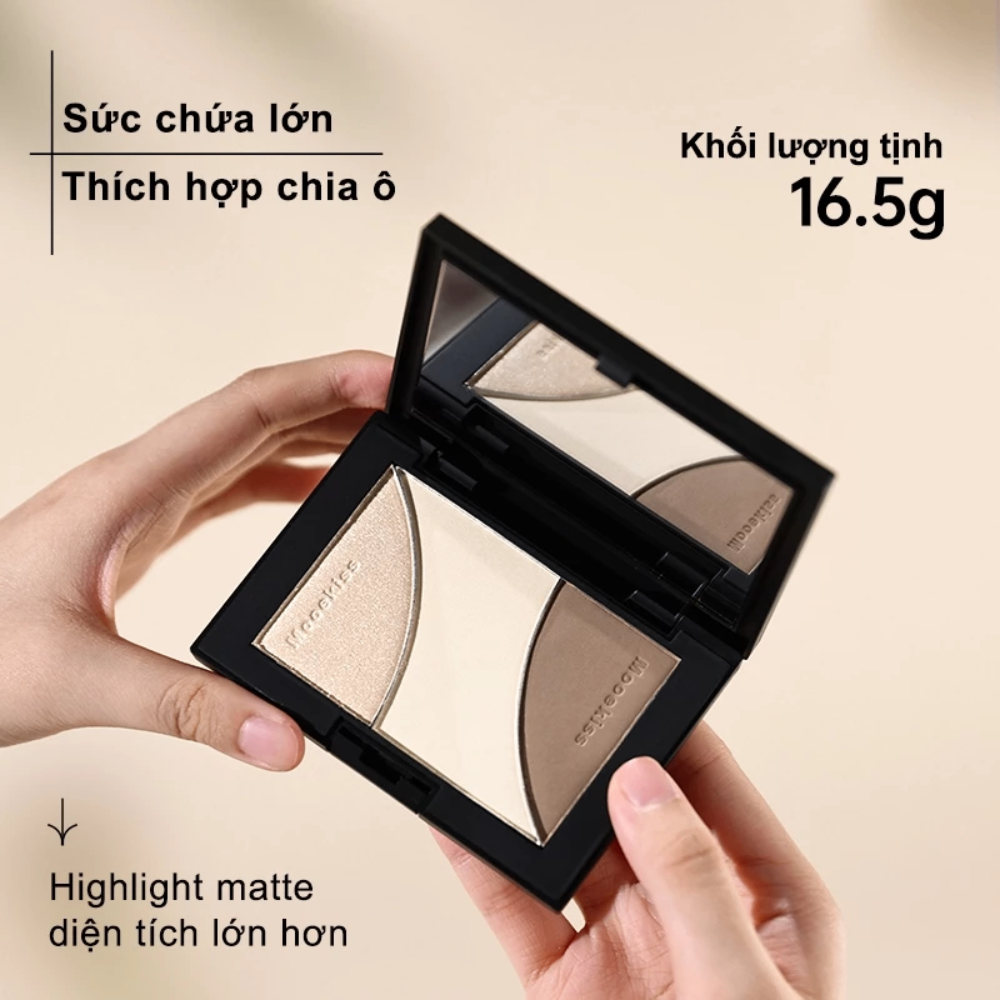 Bảng tạo khối Mooekiss Three-color Sculpting Palette 16.5g trang điểm tự nhiên bám màu tốt