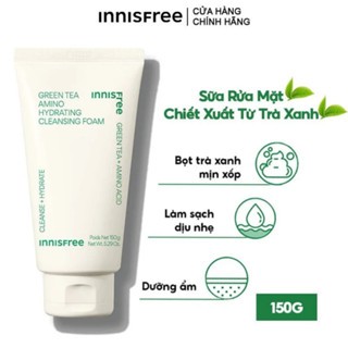 Sữa rửa mặt trà xanh Innisfree Green Tea Hydrating Amino Acid Cleansing Foam 150g (mẫu mới) dưỡng ẩm chống lão hóa da