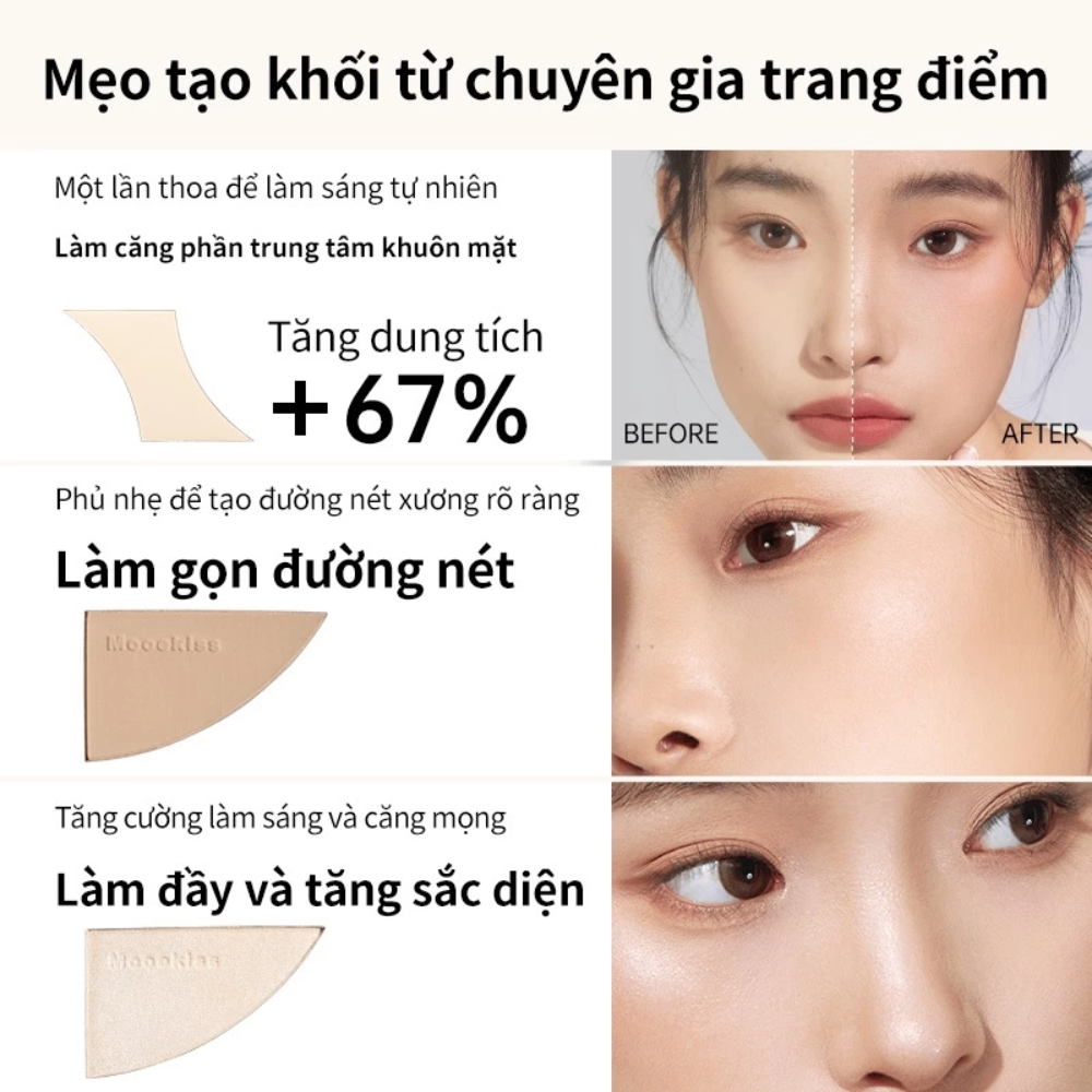 Bảng tạo khối Mooekiss Three-color Sculpting Palette 16.5g trang điểm tự nhiên bám màu tốt