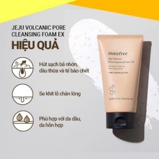 Sữa rửa mặt Innisfree Jeju Volcanic Pore Cleansing Foam EX 150ml sạch da kiềm dầu