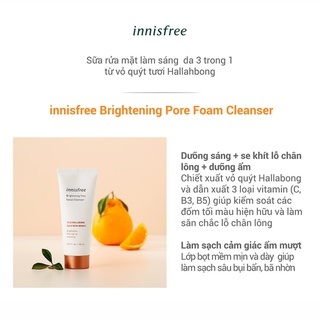 Sữa rửa mặt Innisfree Brightening Pore Facial Cleanser 150ml làm sạch & đàn hồi da