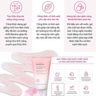 Sữa rửa mặt Innisfree Jeju Cherry Blossom Jam Cleanser 150g giúp dưỡng ẩm và làm sáng da