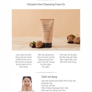 Sữa rửa mặt Innisfree Jeju Volcanic Pore Cleansing Foam EX 150ml sạch da kiềm dầu