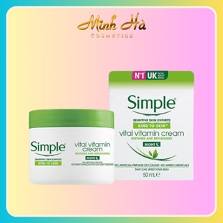 Kem dưỡng ẩm ban đêm Simple Vital Vitamin Cream Night 50ml ngăn ngừa lão hóa dành cho mọi loại da