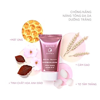 Serum chống nắng 3in1 Senka aqua Bright Serum in CC SPF50+ PA++++ 40g chống nắng, giảm thâm sạm, trắng hồng