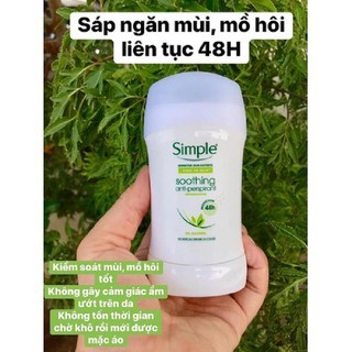 Sáp khử mùi Simple Soothing Anti-Perspirant 40ml dành cho da nhạy cảm