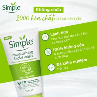 Sữa rửa mặt Simple Moisturising Facial Wash 150ml giúp dưỡng ẩm cho da nhạy cảm