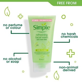 Sữa rửa mặt Simple Kind To Skin Refreshing Facial Wash 150ml dành cho da nhạy cảm