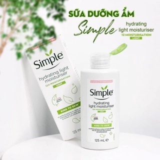 Sữa dưỡng ẩm Simple Hydrating Light Moisturiser 125ml dành cho da nhạy cảm