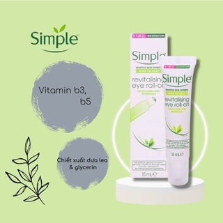 Thanh lăn dưỡng mắt Simple Revitalising Eye Roll On 15ml giảm thâm mắt, bọng mắt và nếp nhăn